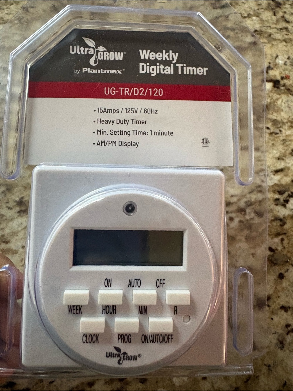UltraGrow Weekly Digital Timer – Silver Programmable Outlet Timer